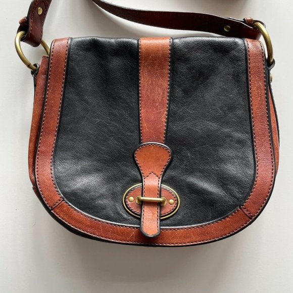 Fossil Vintage Reissue Leather Flap Crossbody Bag Brown Black 9x10 - Picture 3 of 8